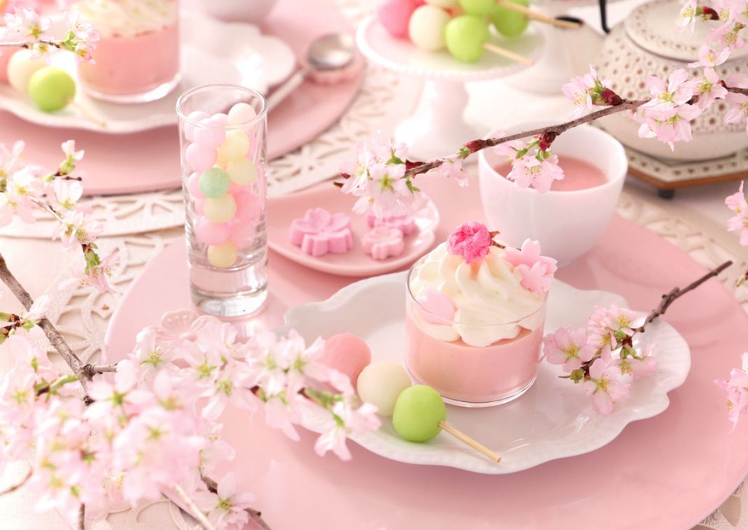 Very pink cherry blossom themed sweets