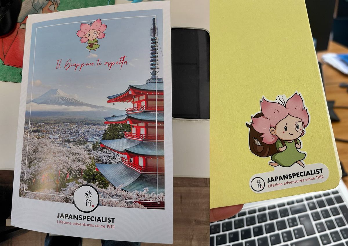 Mono-chan mascot appearing on Japanspecialist marketing materials