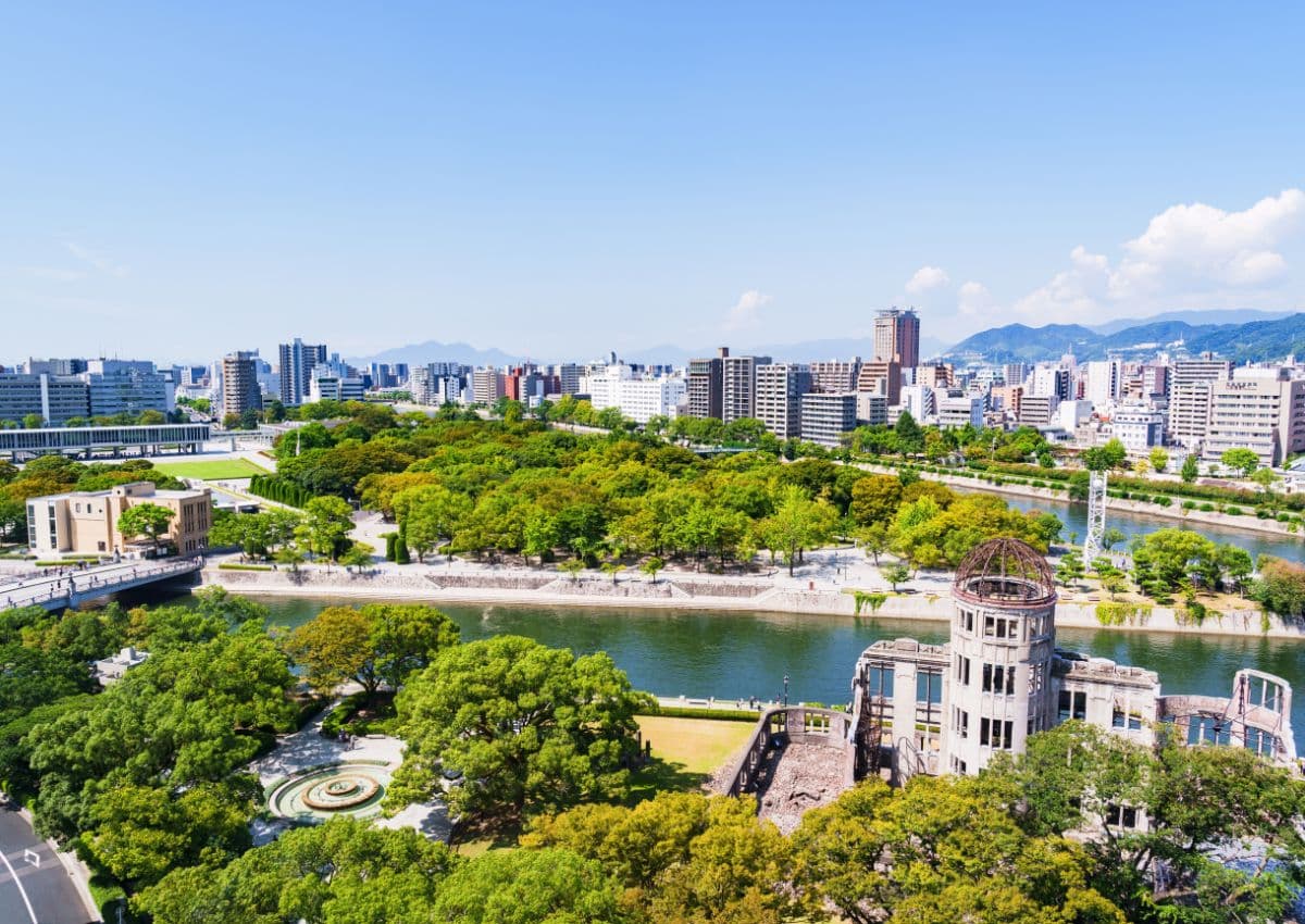 Panoramic view of Hiroshima with Peace Memorial Park