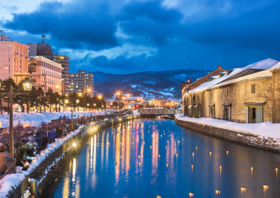  Otaru Snow Festival where the Otaru Canal is lit up