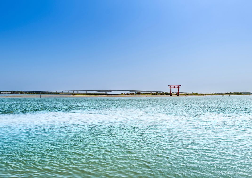 Bentenjima red torii gate, Hamamatsu, Japan