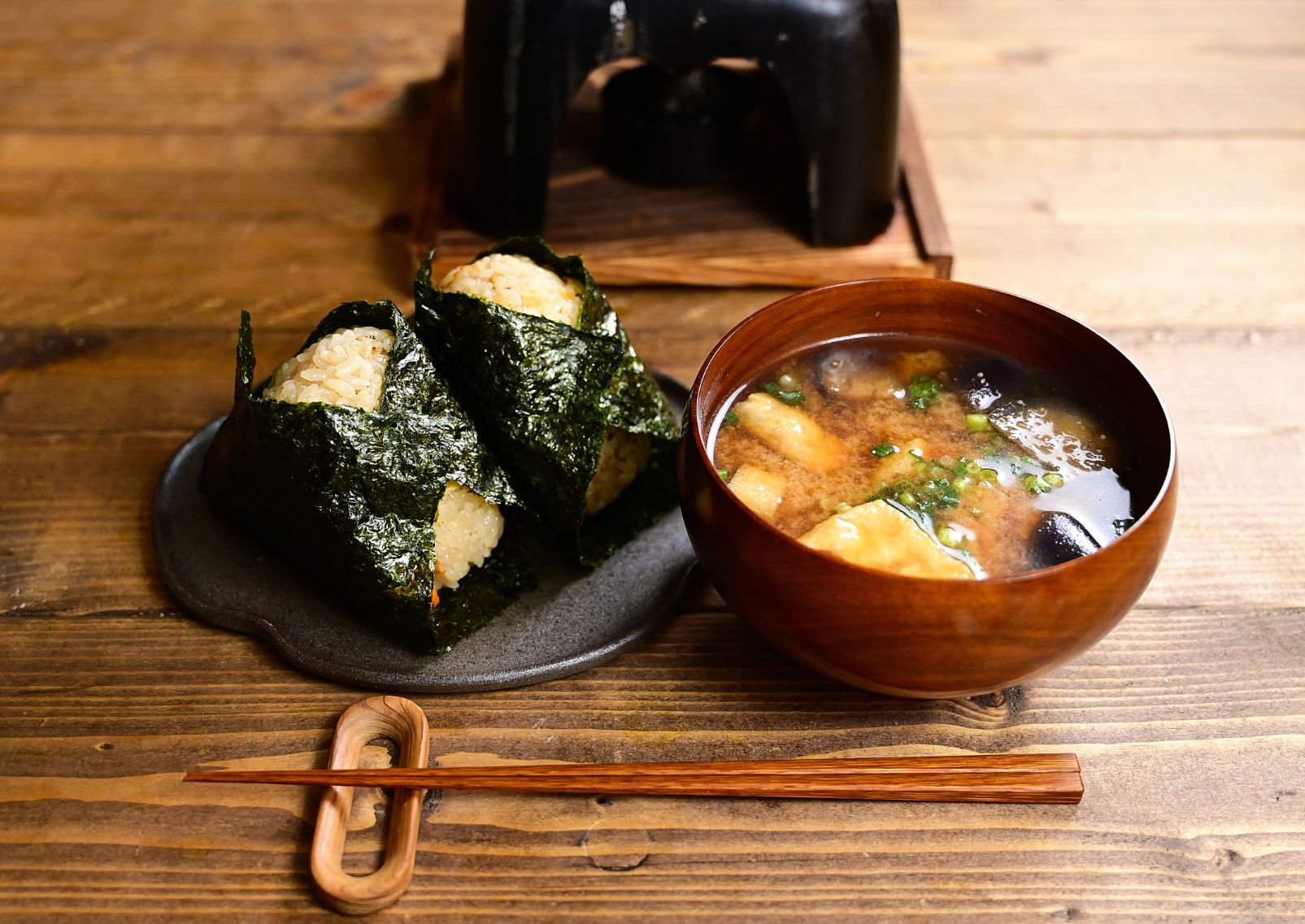 Japanese miso soup in a traditional bowl 