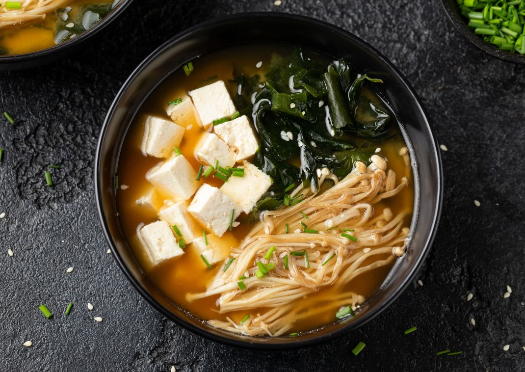 Japanese miso soup in a traditional bowl 