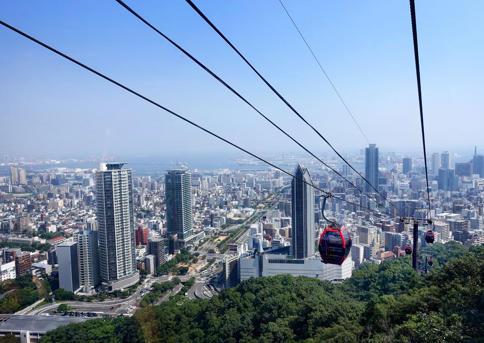 Kobe city view from Shin-Kobe ropeway to Nunobiki herb garden at Rokko mountain