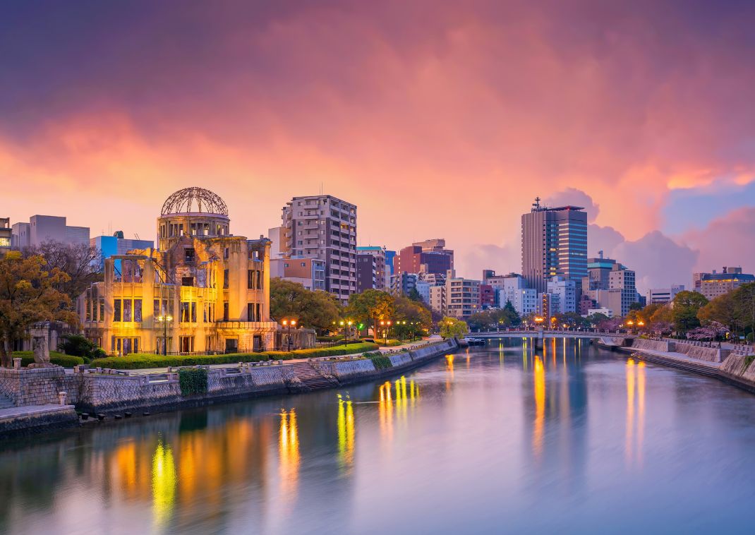 Hiroshima’s Atomic Dome at sunset