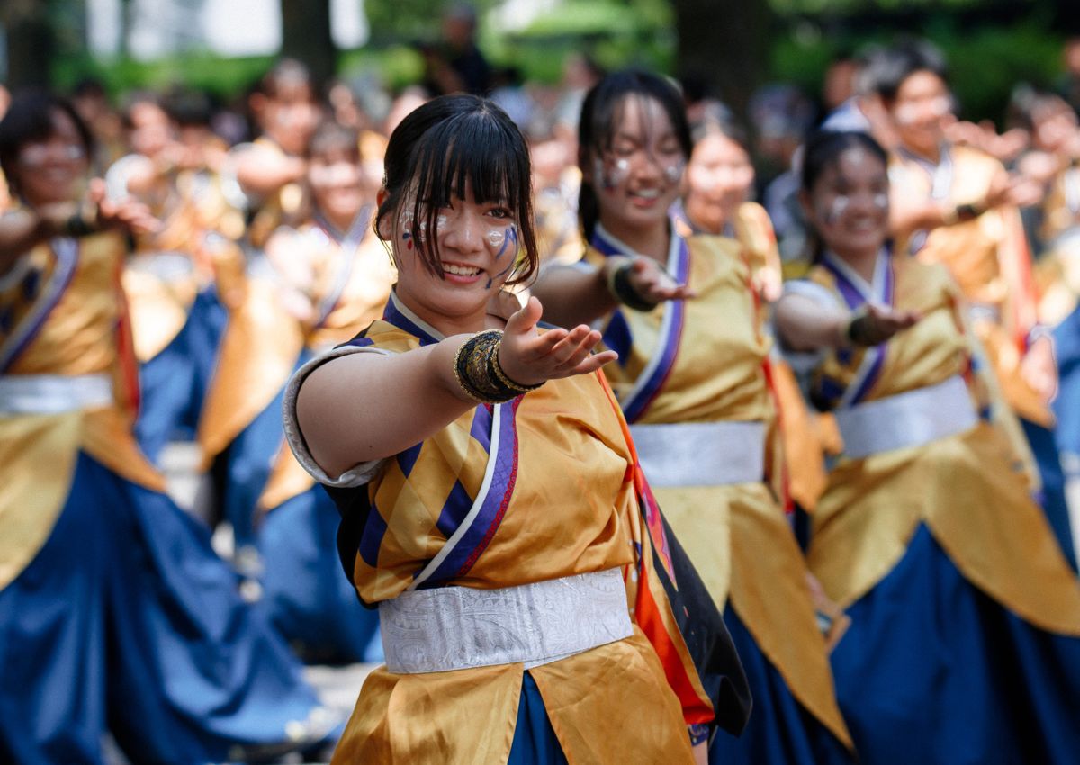 Girl performing Yosakoi dance at festival