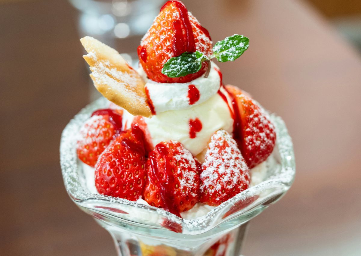Strawberry parfait in a Japanese kissaten