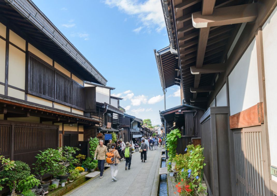 Traditional cityscape of the Takayama city in Gifu, Japan 