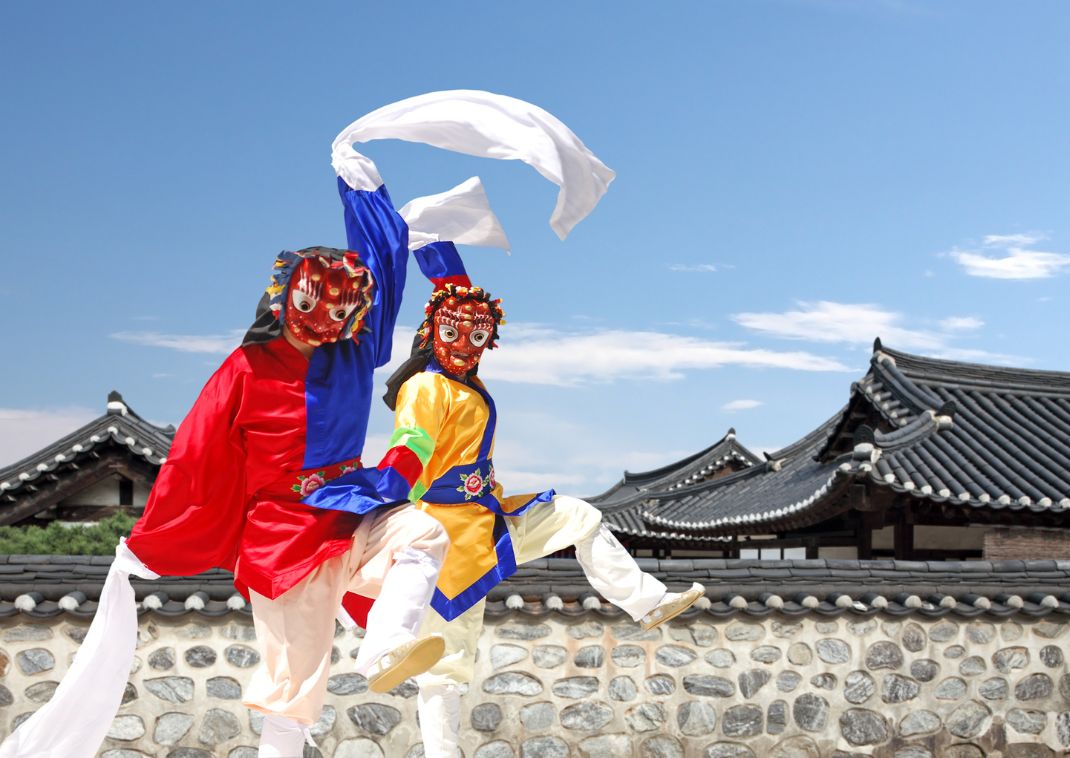 A geisha dancing in kimono, Japan