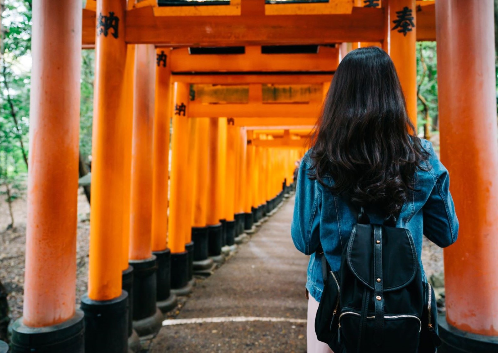 Tourist at Fushimi Inari Shrine, Kyoto, Japan