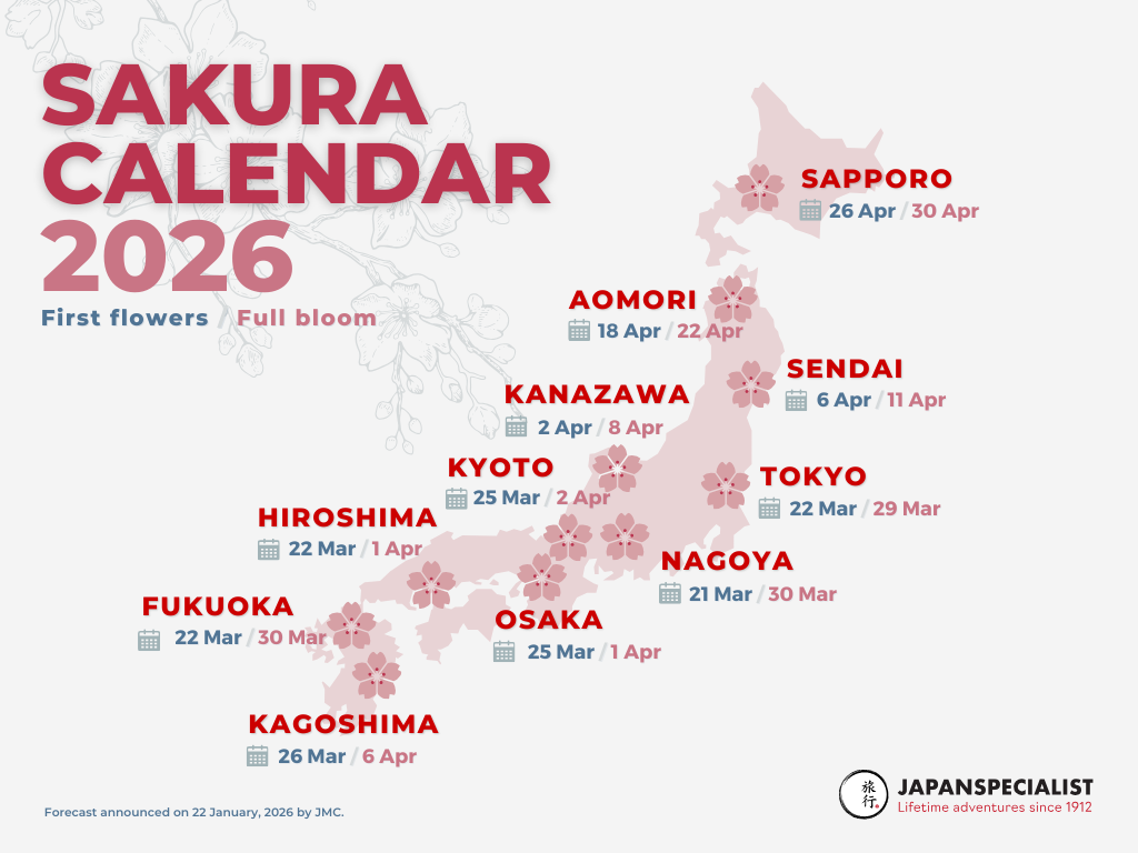 Cherry blossom forecast for Japan 2026