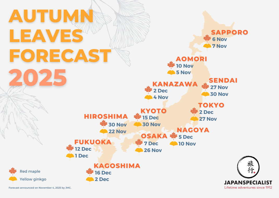 Japan autumn foliage forecast 2025 