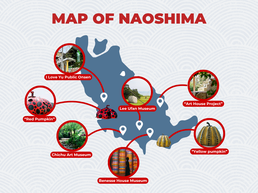 Map with the main places to visit in Naoshima