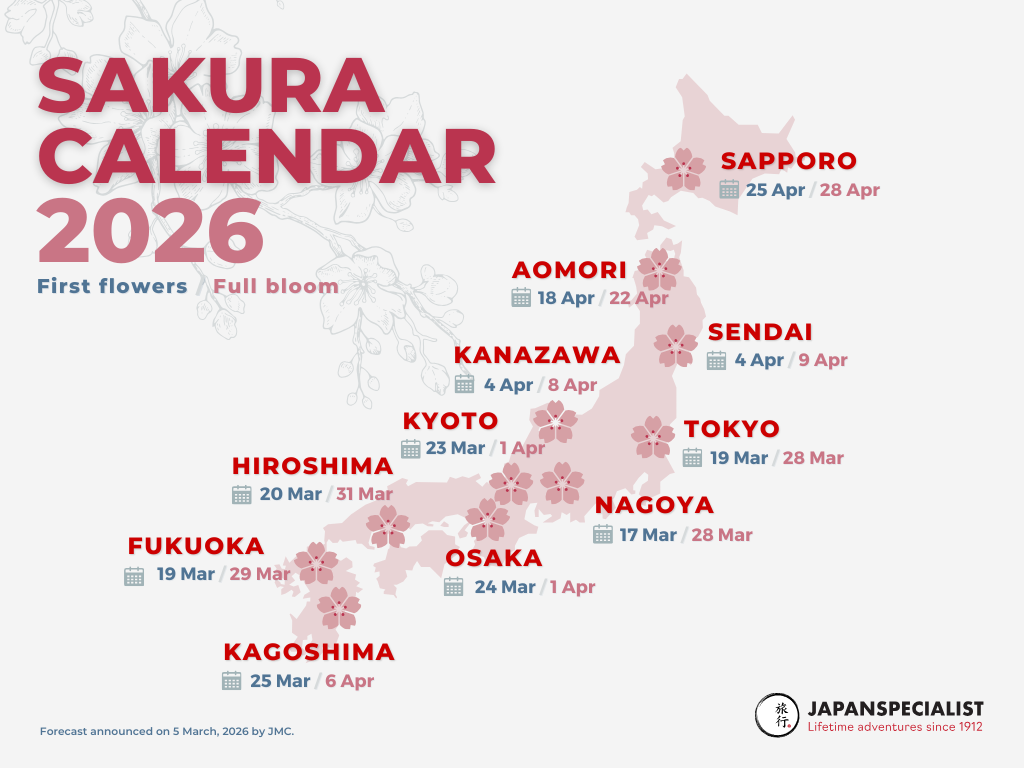 Cherry blossom forecast for Japan 2026