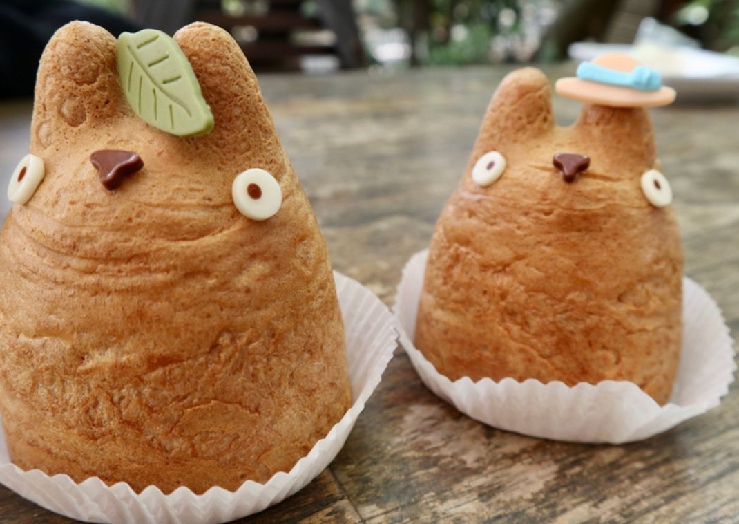 Cute pair of sweet Totoro cream puffs from the Ghibli Café