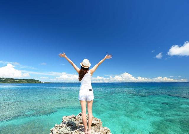 Lady at the beach in Okinawa 