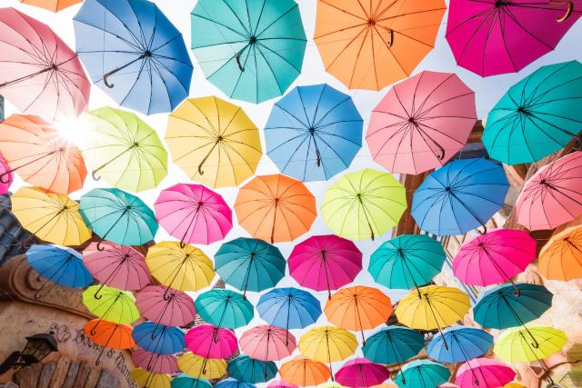 Colourful umbrellas in Everland Resort
