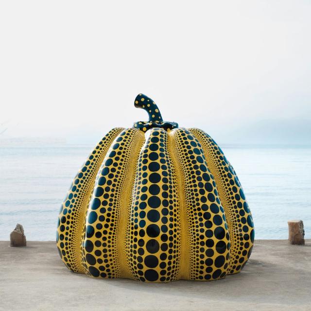 Yayoi Kusama’s Yellow Pumpkin statue on Naoshima Island, Japan