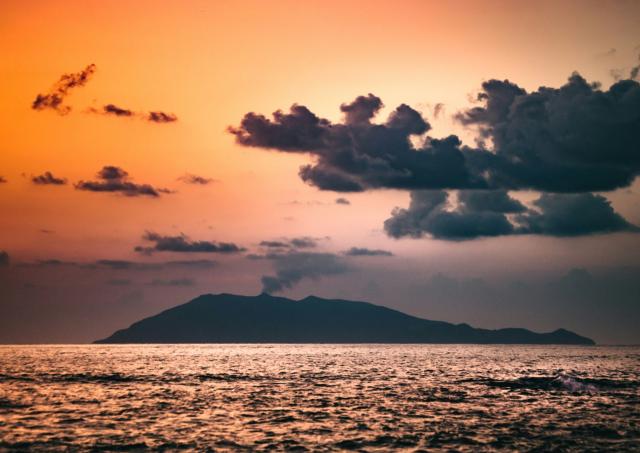 Sunset over a Japanese island