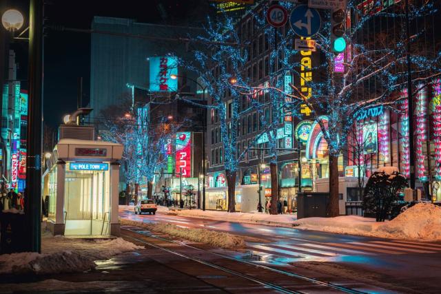 Sapporo city at night
