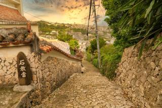 Sunset from Shurikinjo's stone-paved road, Naha, Okinawa