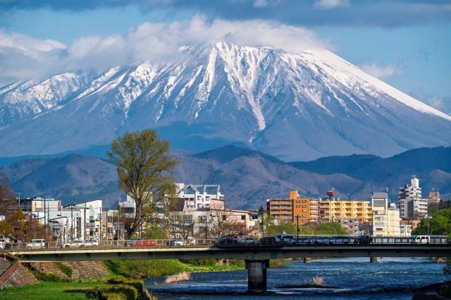 Morioka's cityscape with Mt Iwate