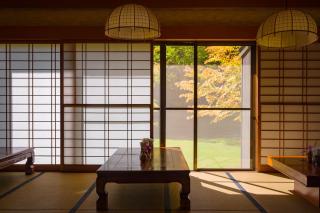 Traditional ryokan room with tatami
