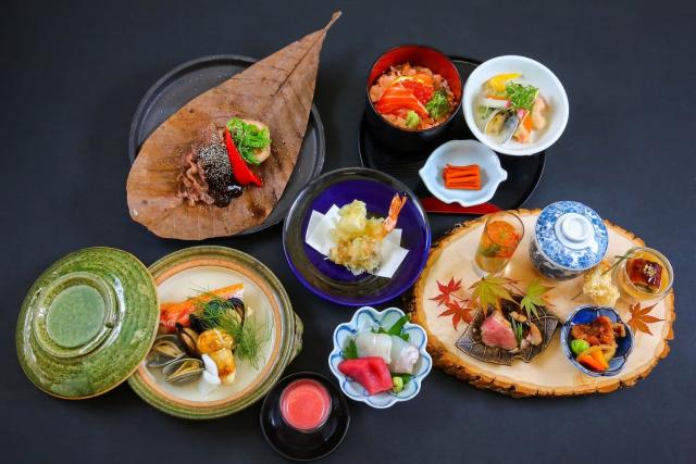 Seasonal kaiseki dinner at a ryokan