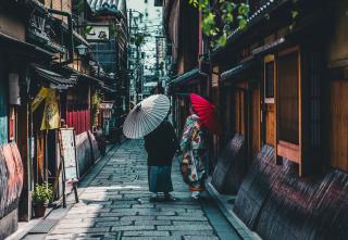 Couple on Kyoto's old streets