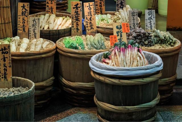Pickled vegetables at Nishiki Market, Kyoto