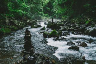Rock wishes at Amanoyasukawara riverbed, Miyazaki