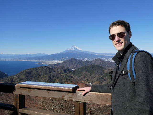 View across the Izu Peninsula to Mount Fuji - the view is particularly clear in winter