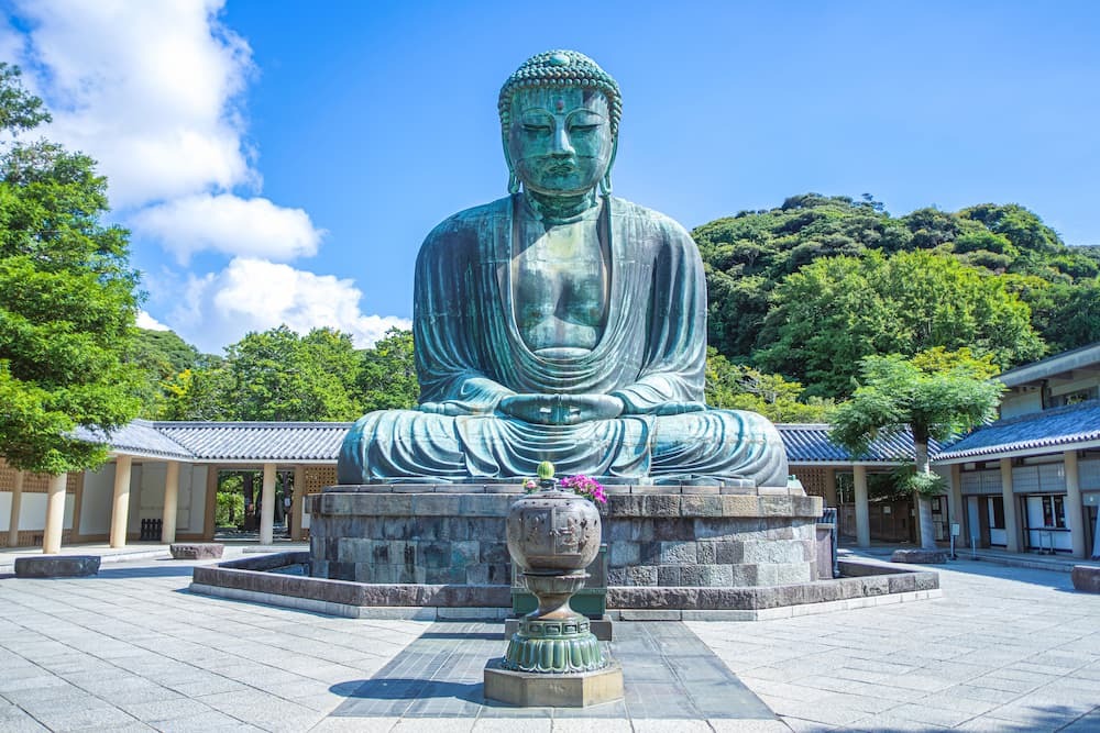Great Buddha, Daibutsu, landmark  in Kamakura Japan
