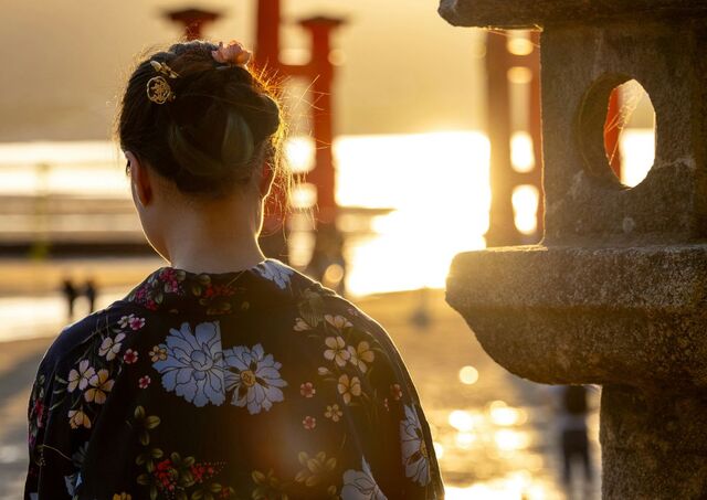Girl in kimono at Miyajima Island