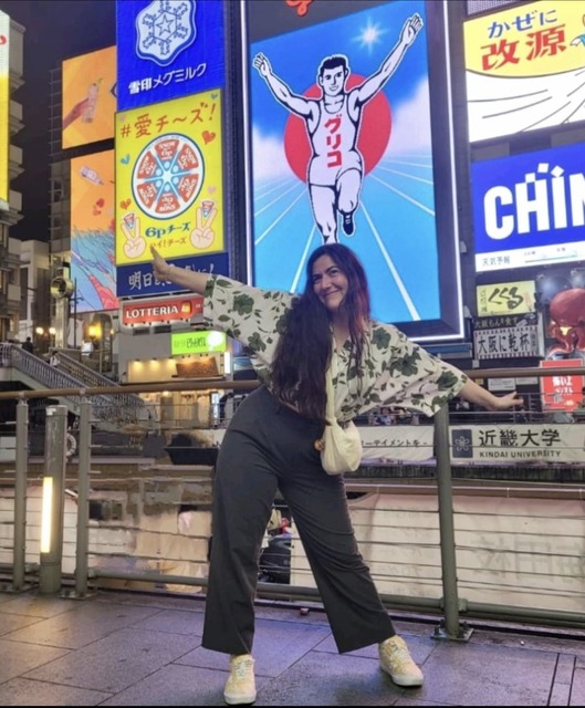 At the famous Glico Man in Dotonbori, Osaka
