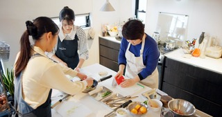 Cooking in a Japanese kitchen 