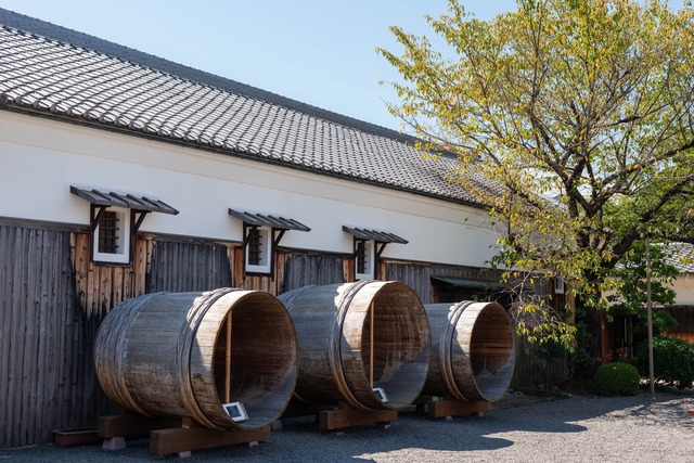 Wooden sake barrels 