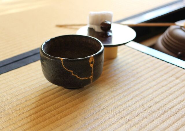Kintsugi Raku tea bowl