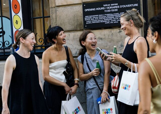 Customers outside the Tokyo Sense pop-up store in Le Marais, Paris