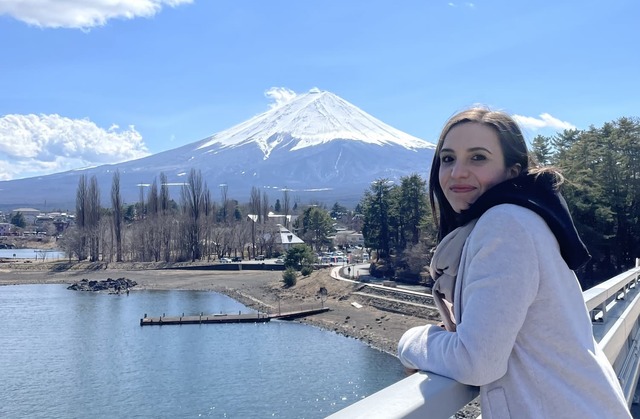 With Mount Fuji on the background