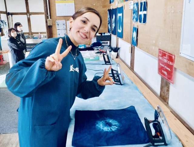 Traditional Japanese craft experience with aizome (indigo dyeing)