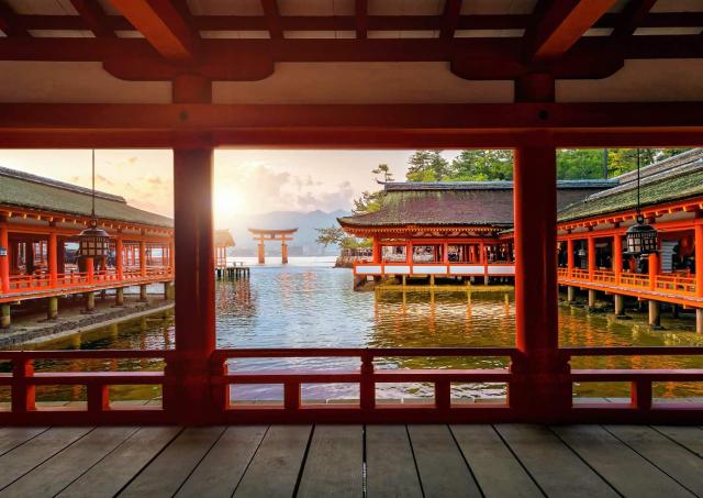 Itsukushima shrine at low tide