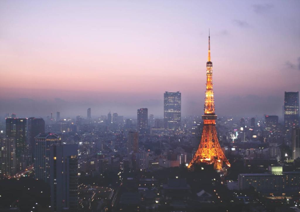 Tokyo Tower illuminated at night