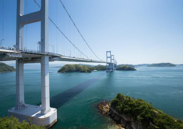 Long bridge in Seto Inland Sea, Japan