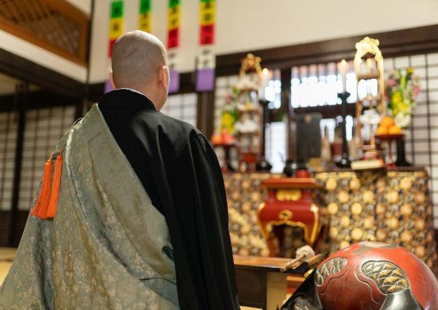 Japanese Buddhist Monk back view