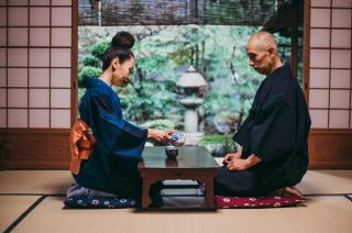 Senior couple enjoying a tea